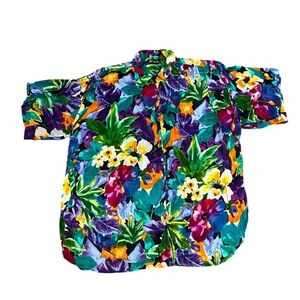 Vintage BC & Co Button-Down Floral Cotton Blouse Size L